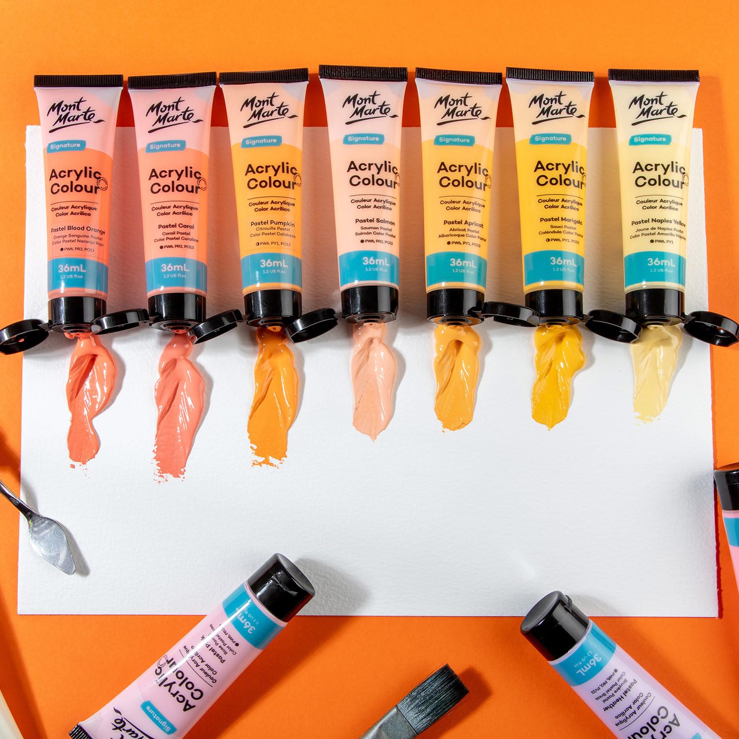 Mont Marte Acrylic Colour Pastel Paint Set Signature 12pc x 36ml (1.2 US fl.oz), Creamy Pastel Acrylic Paint Set, Good Coverage, Semi-Matte Finish, Ideal For Most Art and Craft Surfaces. - Image 4