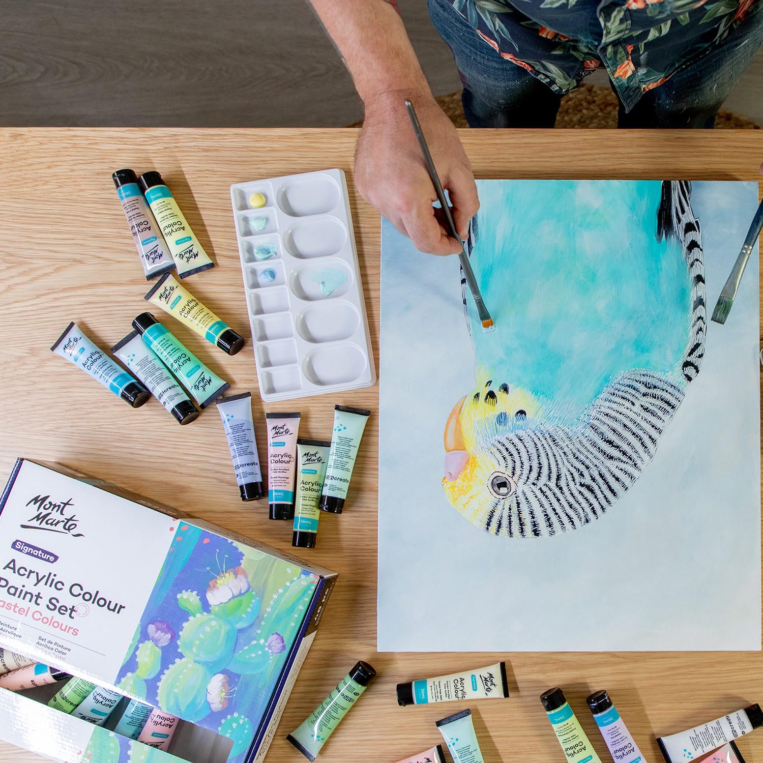 Mont Marte Acrylic Colour Pastel Paint Set Signature 48pc x 36ml (1.2 US fl.oz), Creamy Pastel Acrylic Paint Set, Good Coverage, Semi-Matte Finish, Ideal For Most Art and Craft Surfaces. - Image 4