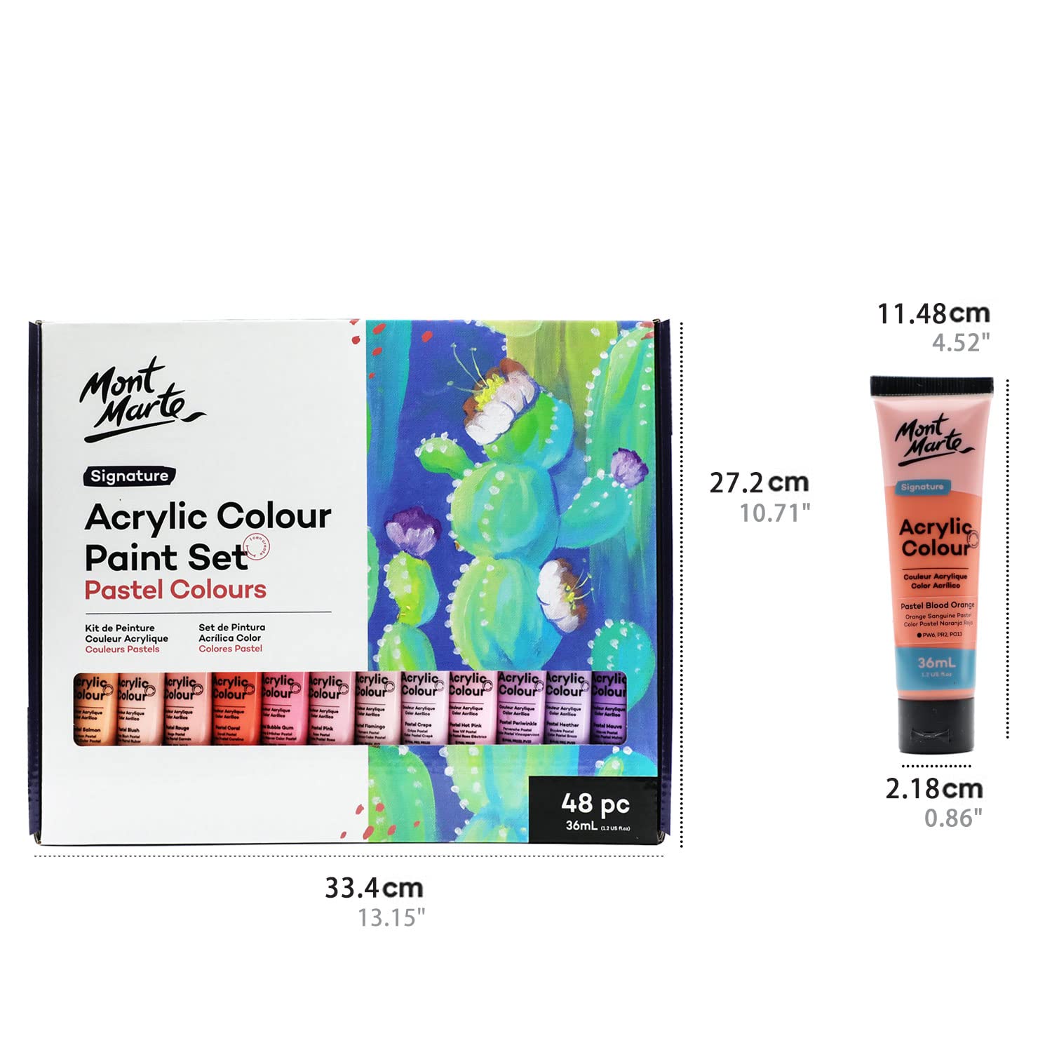 Mont Marte Acrylic Colour Pastel Paint Set Signature 48pc x 36ml (1.2 US fl.oz), Creamy Pastel Acrylic Paint Set, Good Coverage, Semi-Matte Finish, Ideal For Most Art and Craft Surfaces. - Image 9