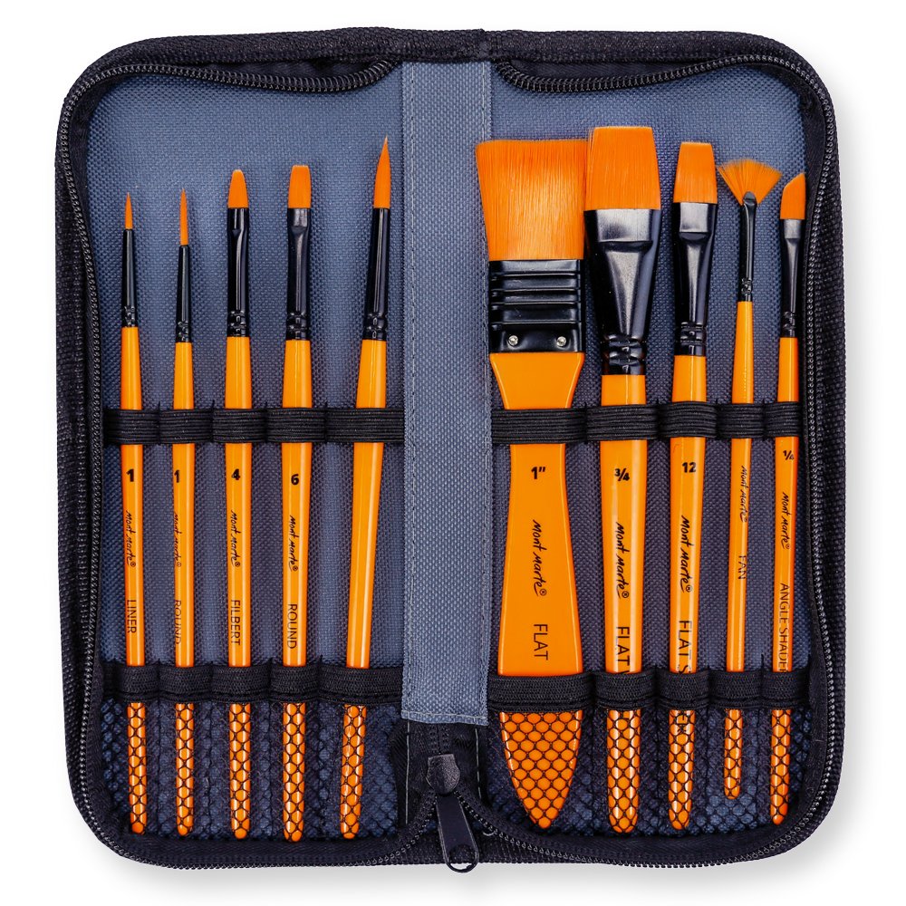 Mont Marte Art Paint Brushes Set for Painting, 10 Variety of Brushes Types for Class, Kids, Artists- Nice Art Brushes for Acrylic Painting - Image 5