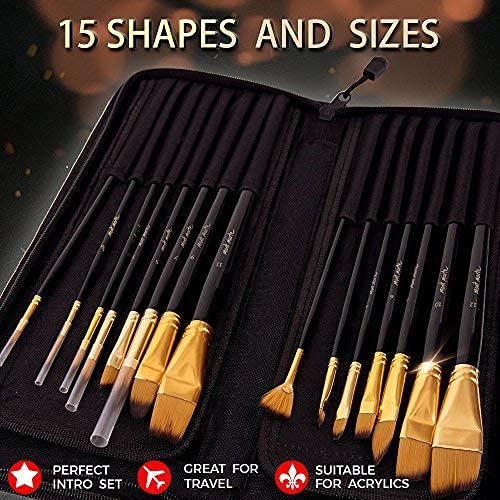 Mont Marte Art Paint Brushes Set, Great for Watercolor, Acrylic, Oil-15 Different Sizes Nice Gift for Artists, Adults & Kids - Image 4