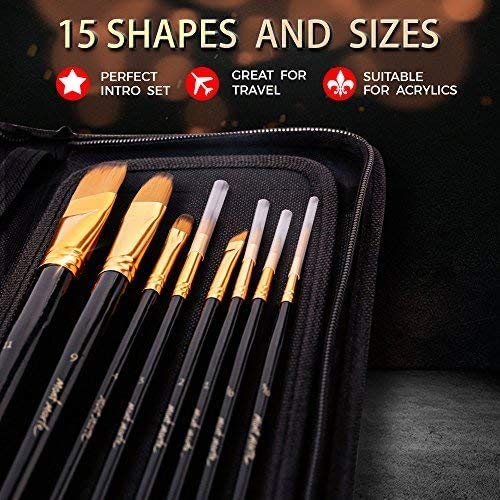 Mont Marte Art Paint Brushes Set, Great for Watercolor, Acrylic, Oil-15 Different Sizes Nice Gift for Artists, Adults & Kids - Image 6
