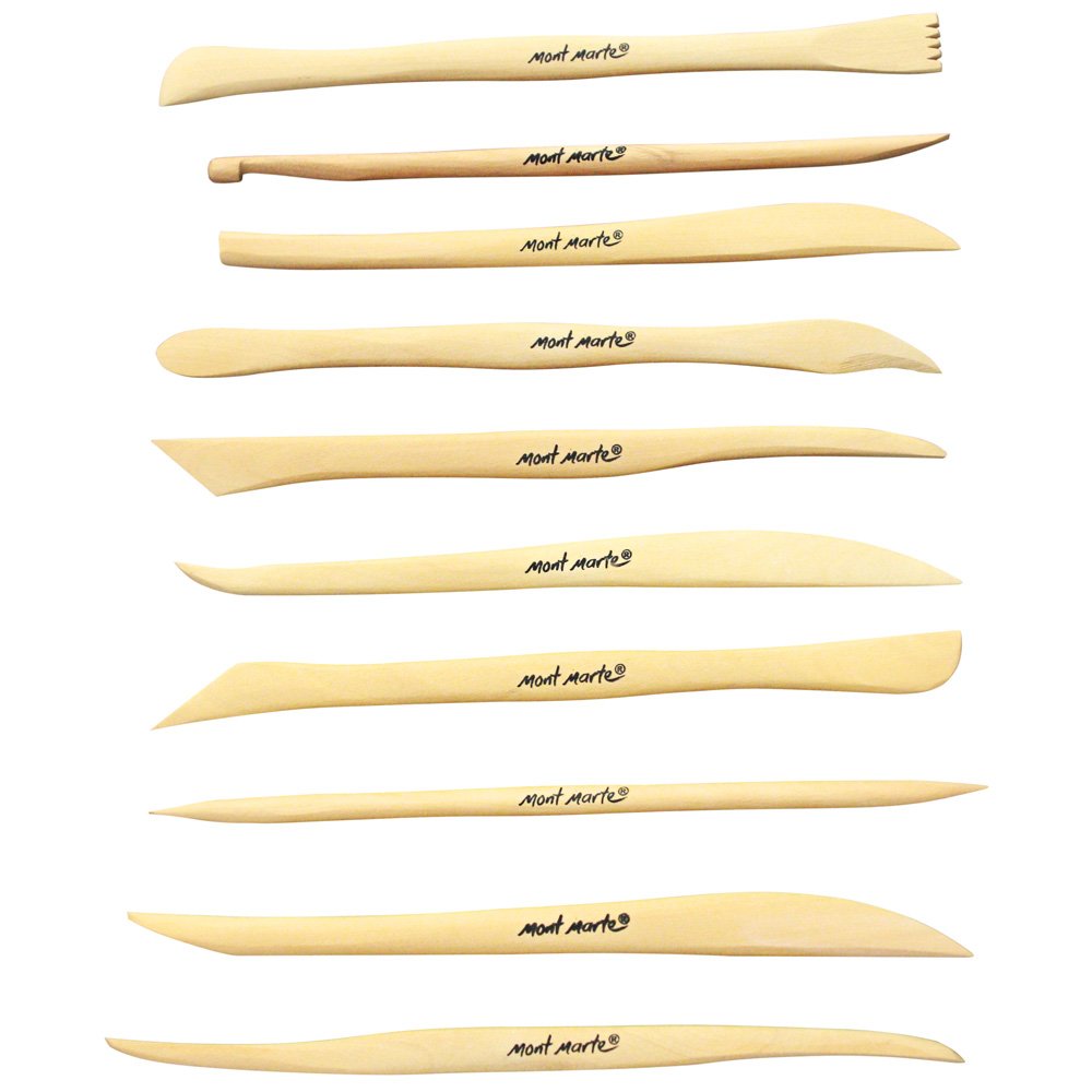 Mont Marte Boxwood Mini Clay Modeling Tools 10 Piece. Set of Double Ended Pieces Providing 20 Tools. Suitable for Cutting, Carving and Smoothing - Image 3