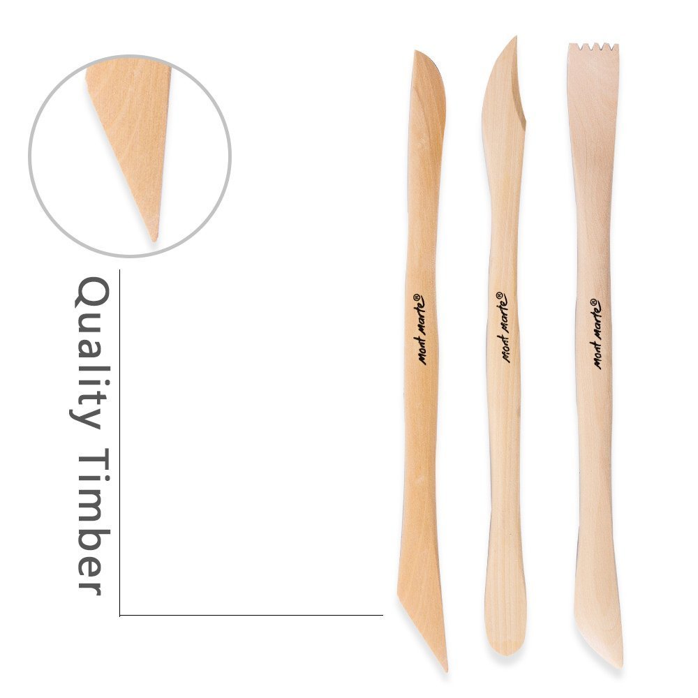 Mont Marte Boxwood Mini Clay Modeling Tools 10 Piece. Set of Double Ended Pieces Providing 20 Tools. Suitable for Cutting, Carving and Smoothing - Image 8