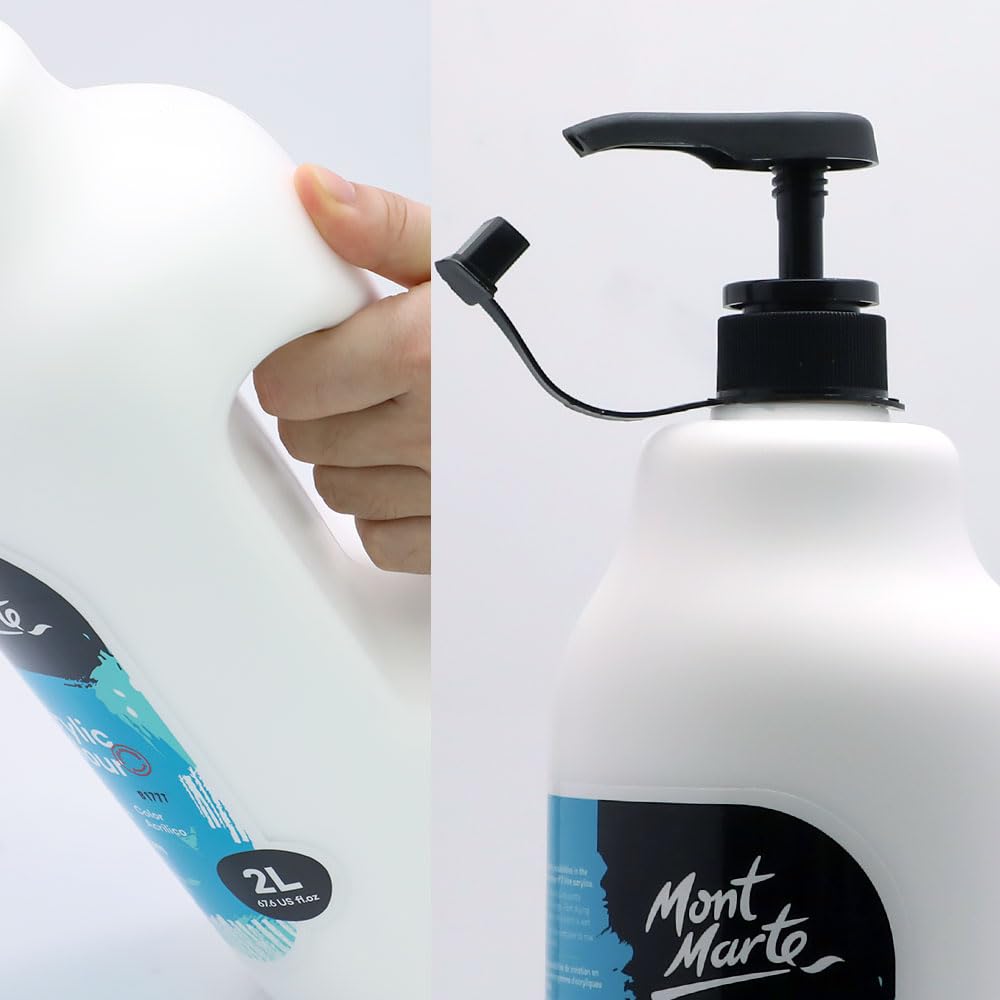 Mont Marte Discovery School Acrylic, Titanium White, 1/2 Gallon (2 Liter). Ideal for Students and Artists. Excellent Coverage and Fast Drying. Pump Lid Included. - Image 4