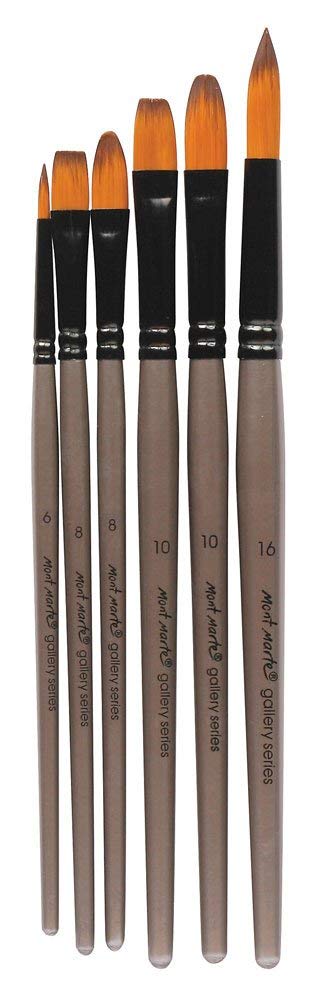 MONT MARTE Gallery Series Brush Set, Synthetic, Standard, Acrylic 6pce - Image 3