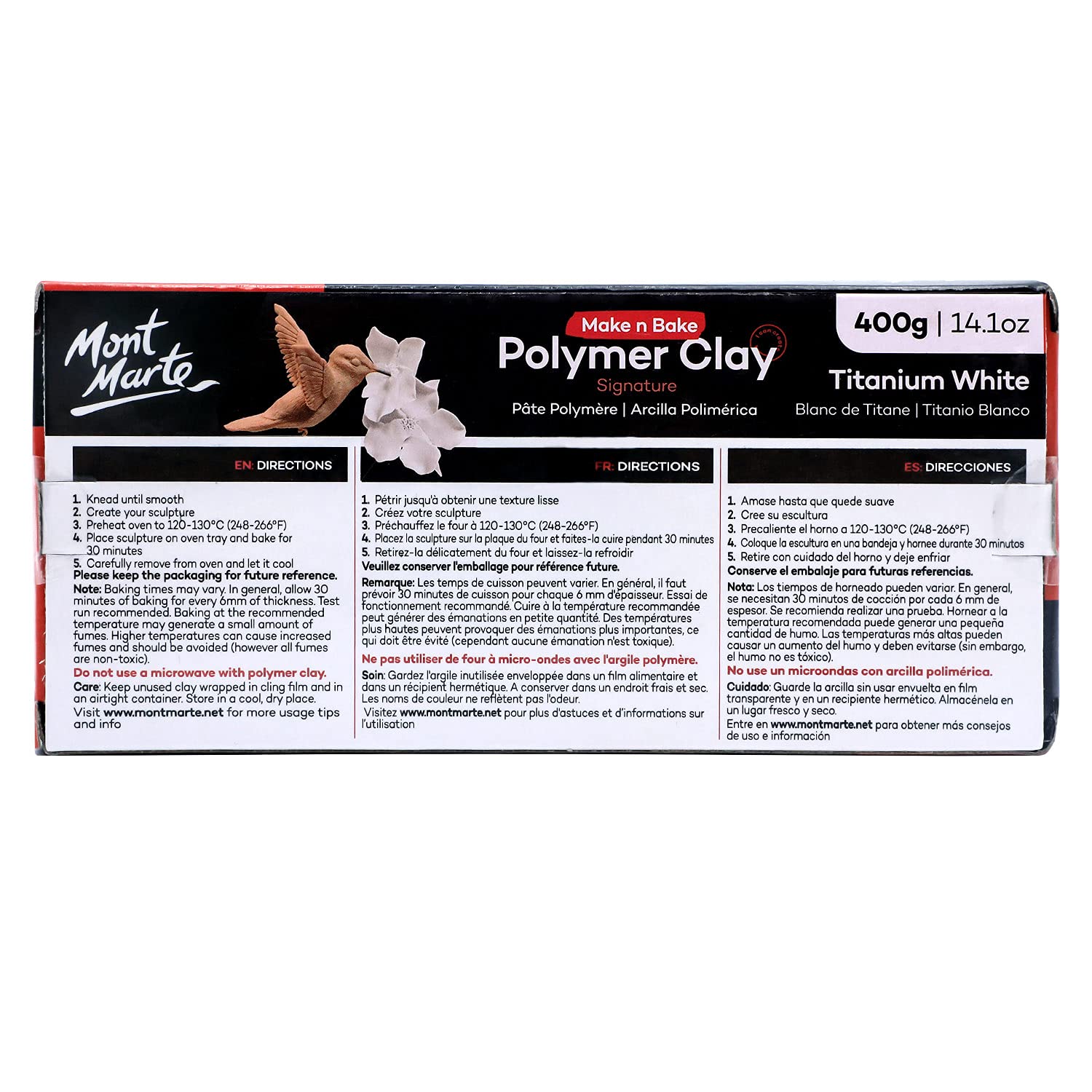 Mont Marte Make n Bake Polymer Clay 400g - Titanium White - Image 6