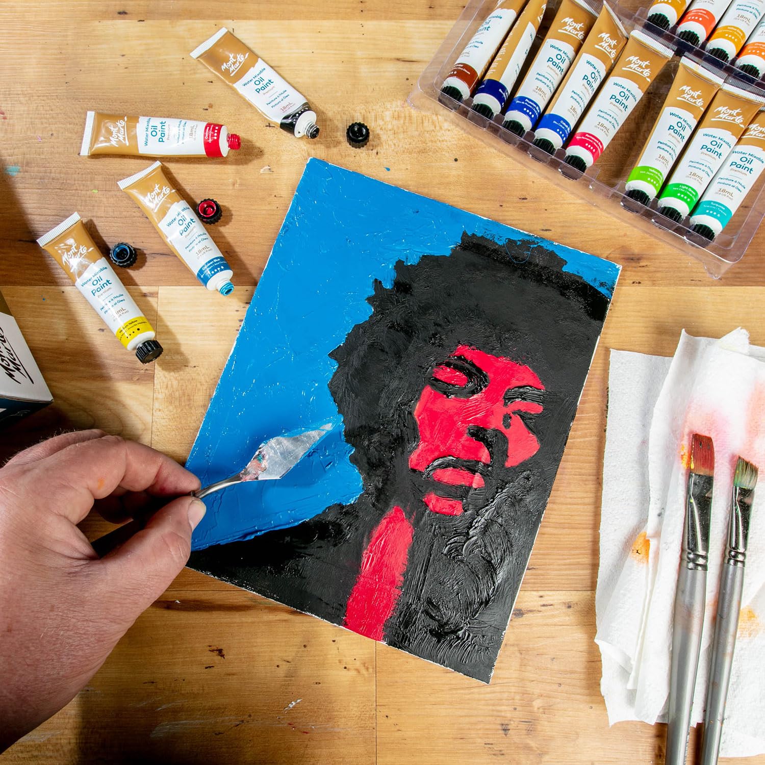 Mont Marte MPOW3618 Water-Soluble Oil Paint, Diluted with Water, 1.2 x 0.6 fl oz (36 Colors x 18 ml), Water Mixable OIL Paint Set, Satin Finish - Image 3