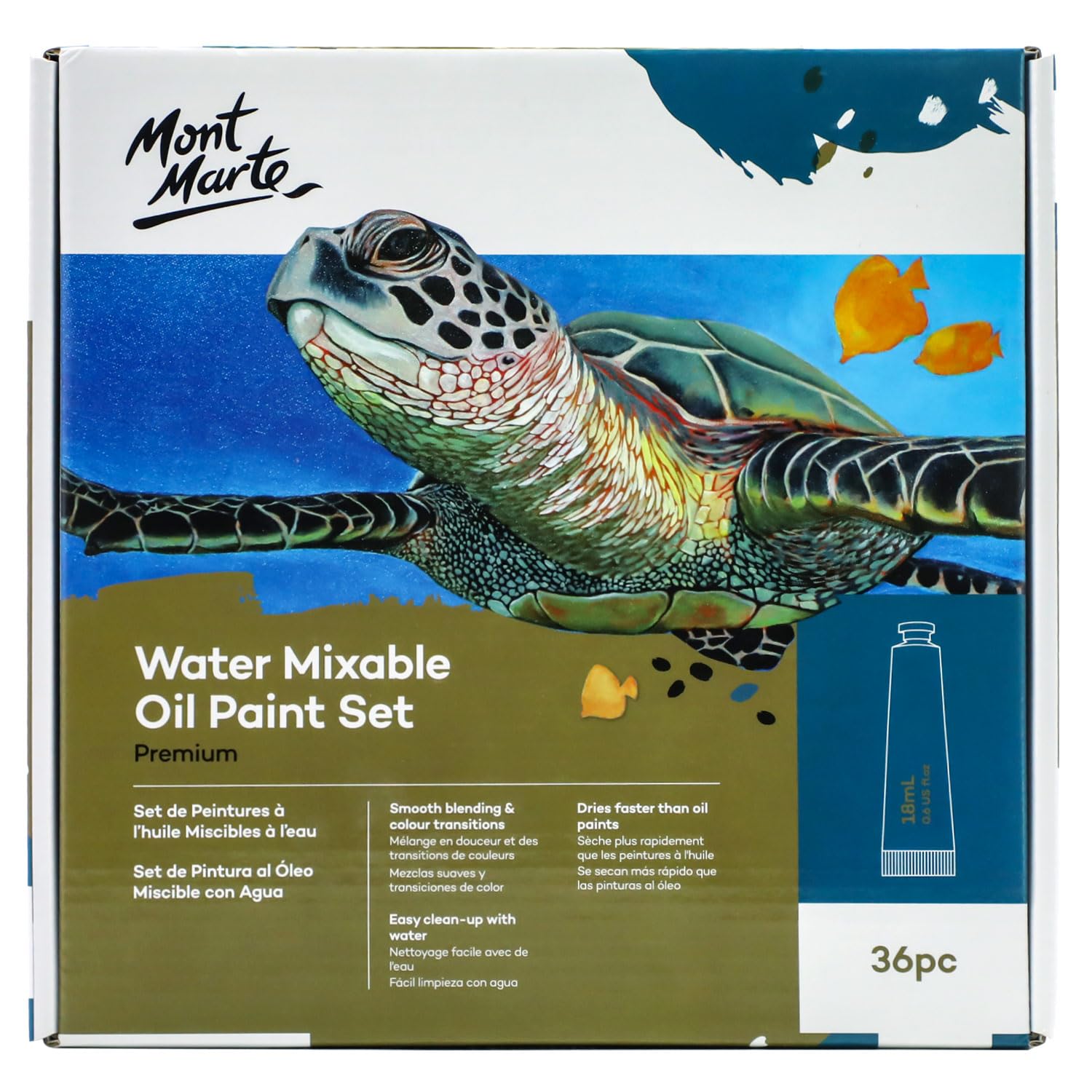 Mont Marte MPOW3618 Water-Soluble Oil Paint, Diluted with Water, 1.2 x 0.6 fl oz (36 Colors x 18 ml), Water Mixable OIL Paint Set, Satin Finish - Image 8