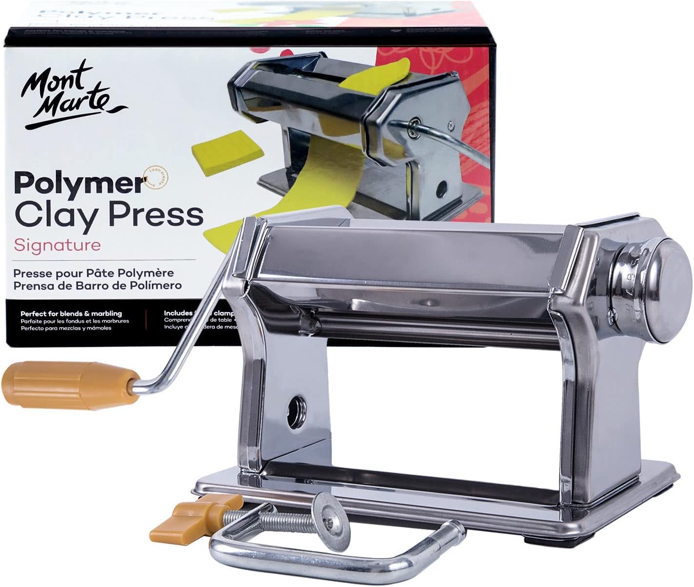 Mont Marte Polymer Clay Press Signature with Adjustable Rollers (9 Settings) Durable Steel, Ideal for Conditioning Polymer Clay - Image 9