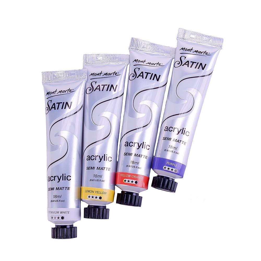Mont Marte Premium Satin Acrylic Intro Set, 8 Piece, 0.6oz (18ml) Tubes, Semi-Matte Finish, Suitable for Most Surfaces - Image 5