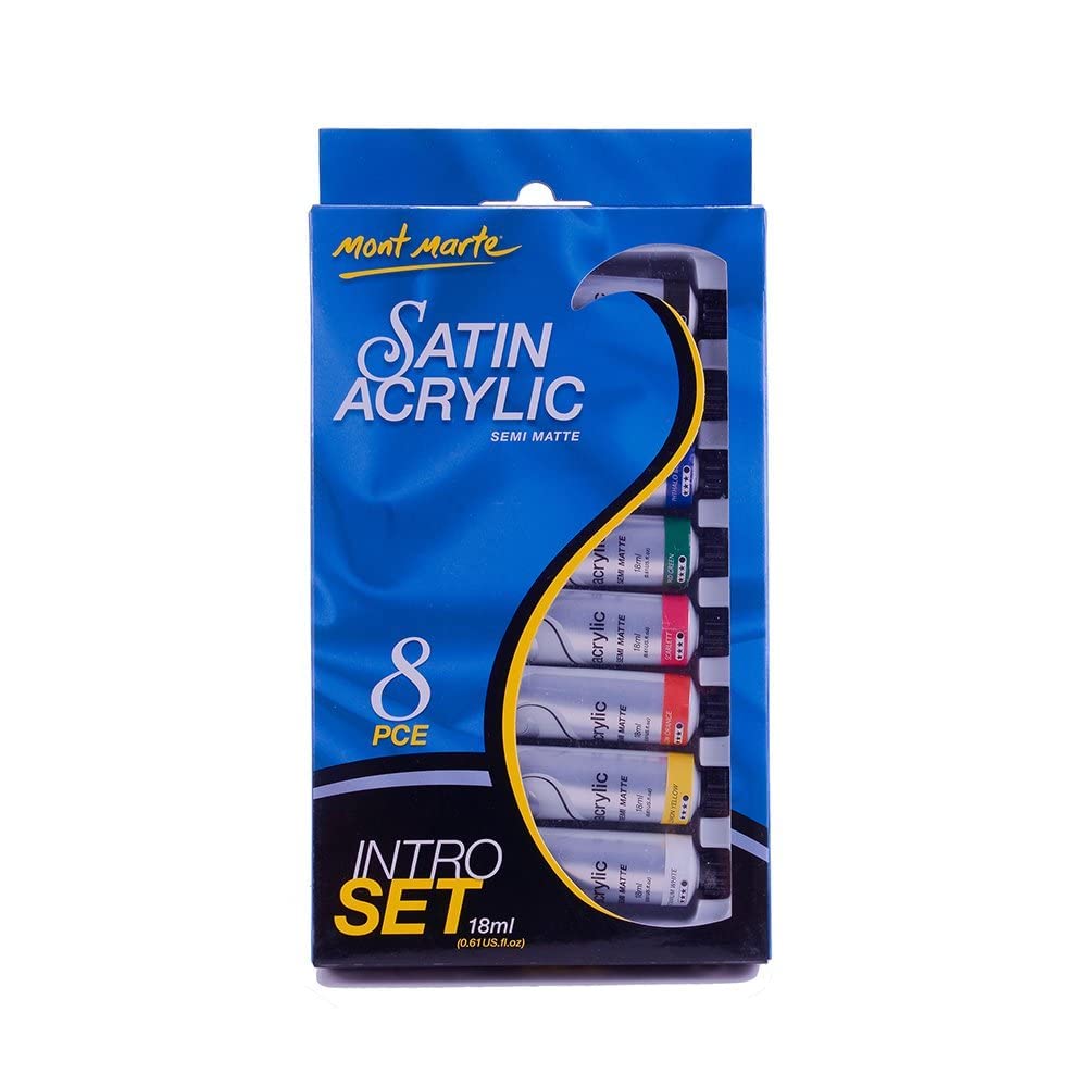 Mont Marte Premium Satin Acrylic Intro Set, 8 Piece, 0.6oz (18ml) Tubes, Semi-Matte Finish, Suitable for Most Surfaces - Image 7