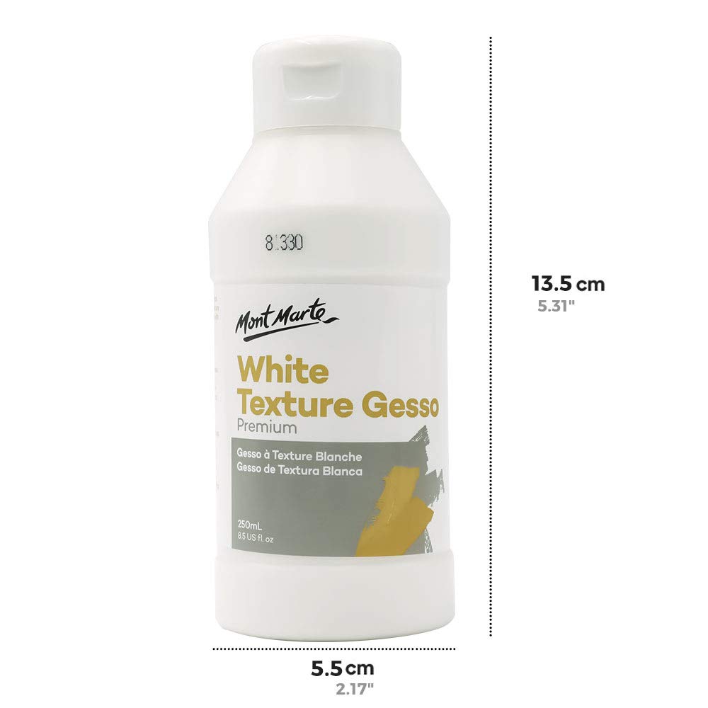 Mont Marte Premium White Texture Gesso 8.45oz (250ml), Suitable for Acrylic Paint, Oil Paint, Color Pencils, Pastels, Graphite and Charcoal - Image 6