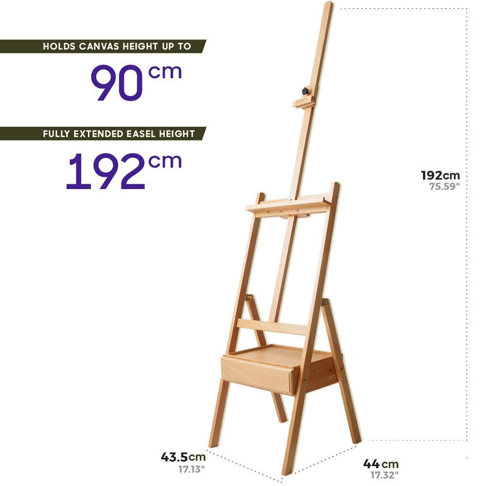 Mont Marte Signature Box Floor Easel, Beech Wood 43.5 x 44 x 150 cm (LxWxH), 17.13 x 17.32 x 59.1" - Image 3