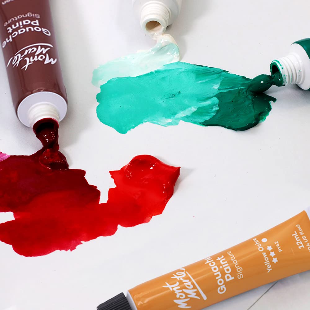 Mont Marte Signature Gouache Paint, 12 x 0.4oz (12ml), Semi-Matte Finish, 12 Colors, Suitable for use with Canvas, Watercolor Paper, Watercolor Paints and Mixed Media - Image 3