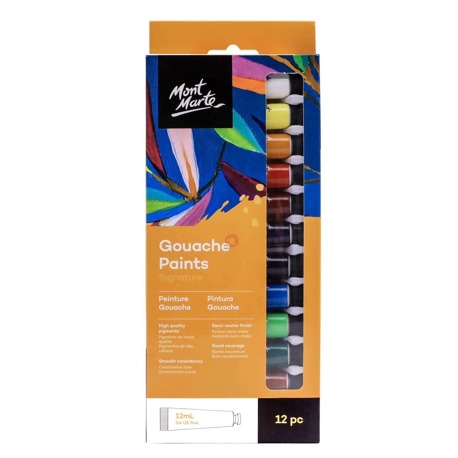 Mont Marte Signature Gouache Paint, 12 x 0.4oz (12ml), Semi-Matte Finish, 12 Colors, Suitable for use with Canvas, Watercolor Paper, Watercolor Paints and Mixed Media - Image 6