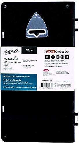 Mont Marte Signature Metallic Watercolor Set, 37 Piece Pearl Paint, 36 Vibrant Colors, 1 Paint Brush - Image 6