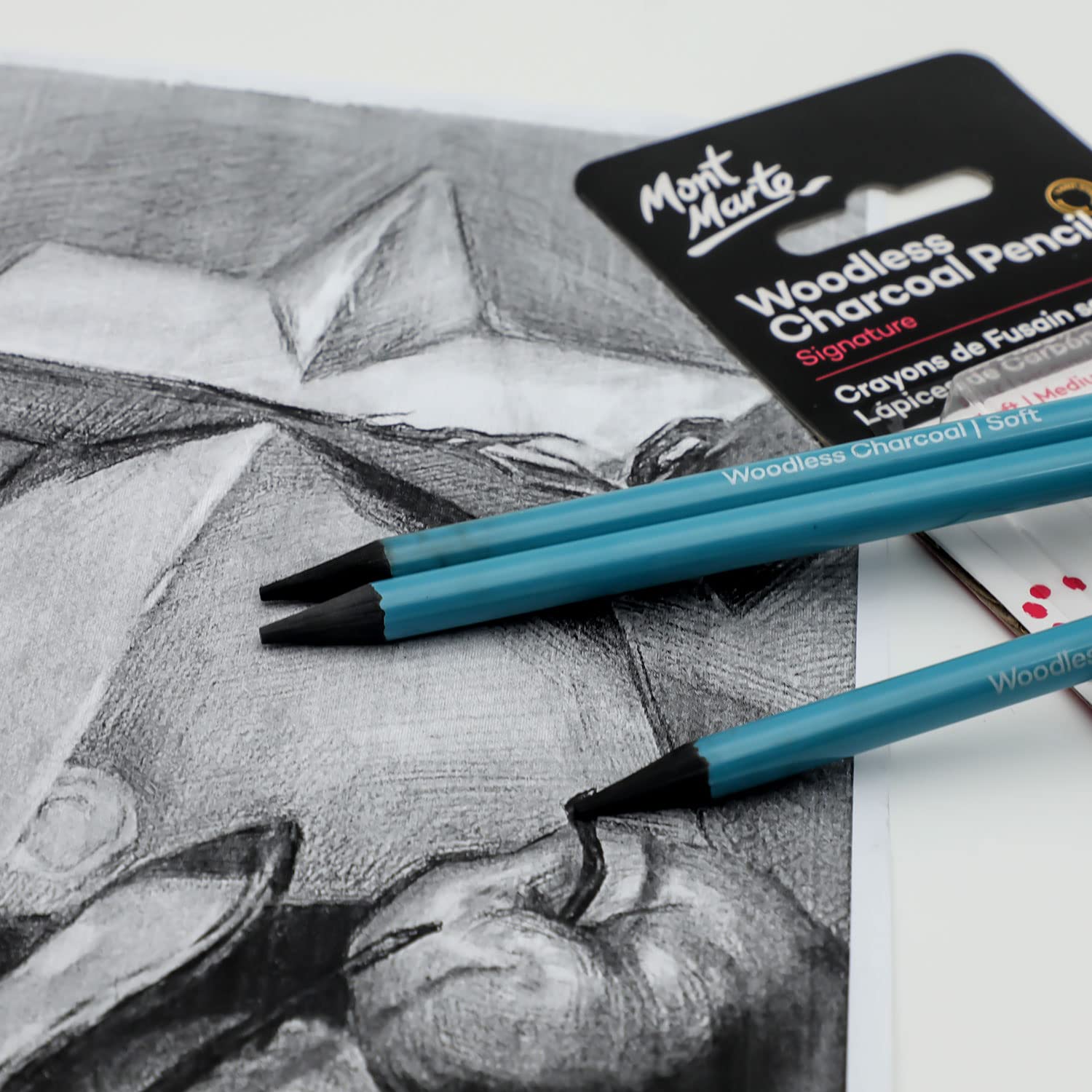 Mont Marte Woodless Charcoal Pencils, 3 Piece. Features 3 Grades Of Charcoal Including Soft, Medium and Hard. - Image 4